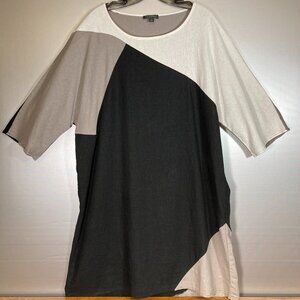 “For Cynthia” Black, Gray & White Linen Dress